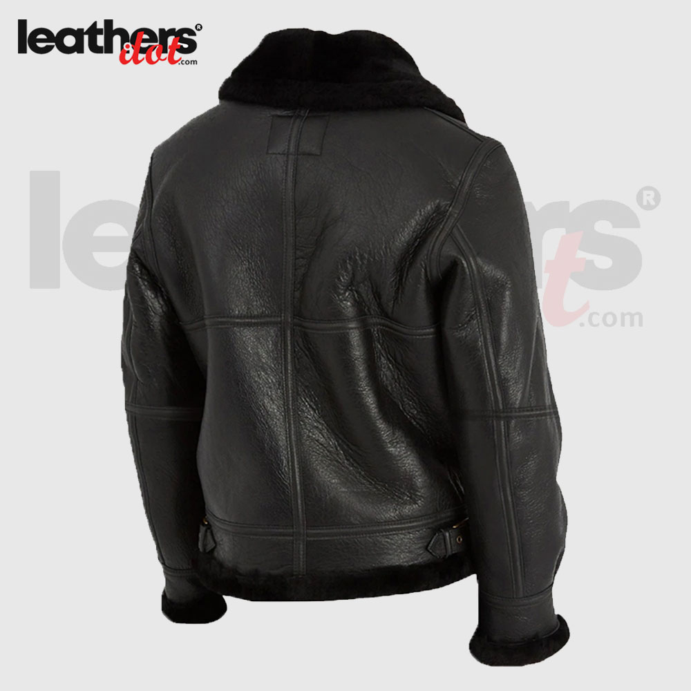 B3 Women Sheepskin Bomber Black Pure Leather Jacket
