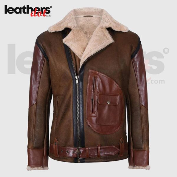 Customized Fit Premium Men Sheepskin Aviator Leather Jacket