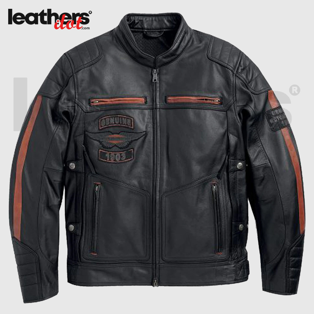 Harley Davidson Cowhide EXMOOR Reflective Wing Motorcycle Leather Jacket