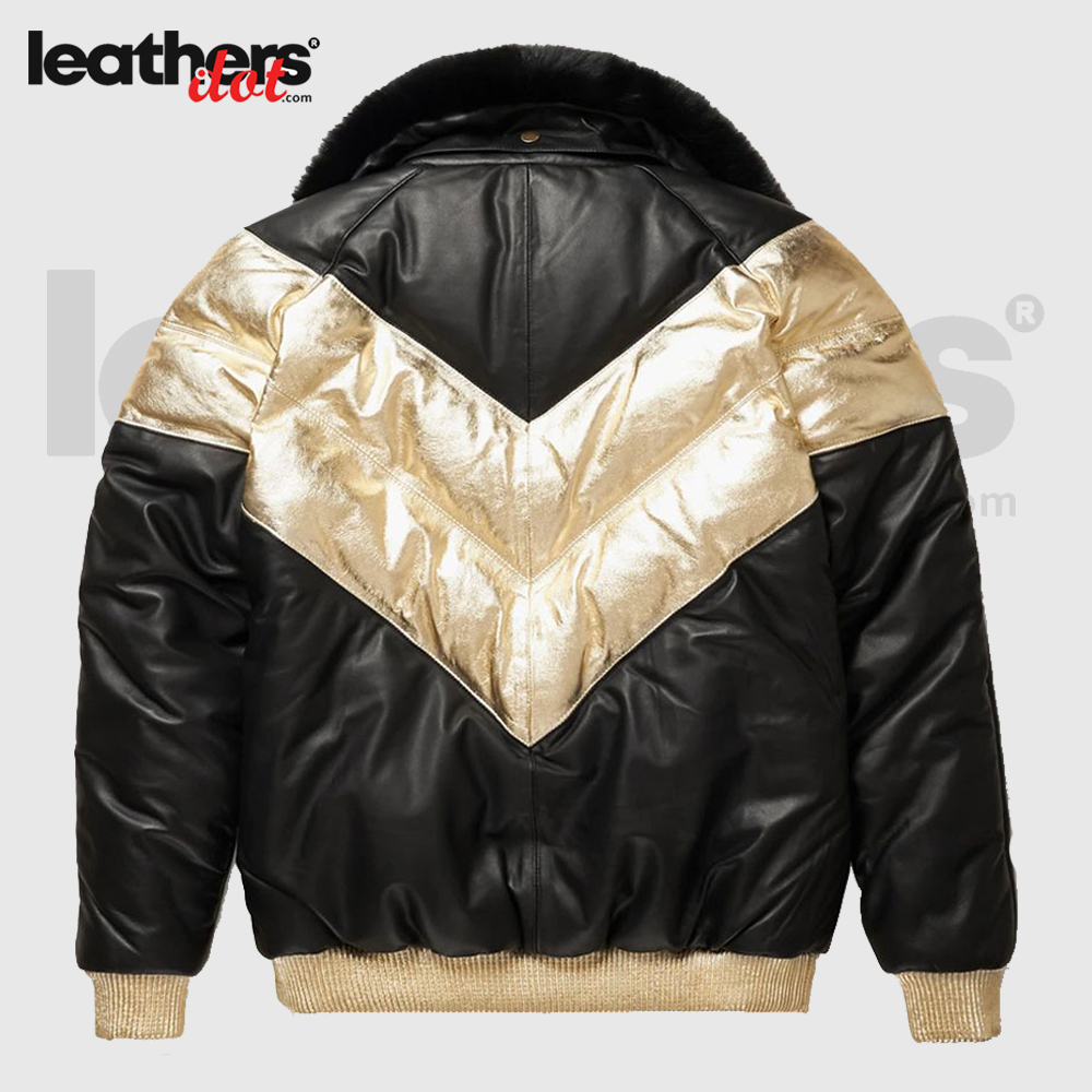 V-Bomber Fox Collar Premium Leather Jacket For Men