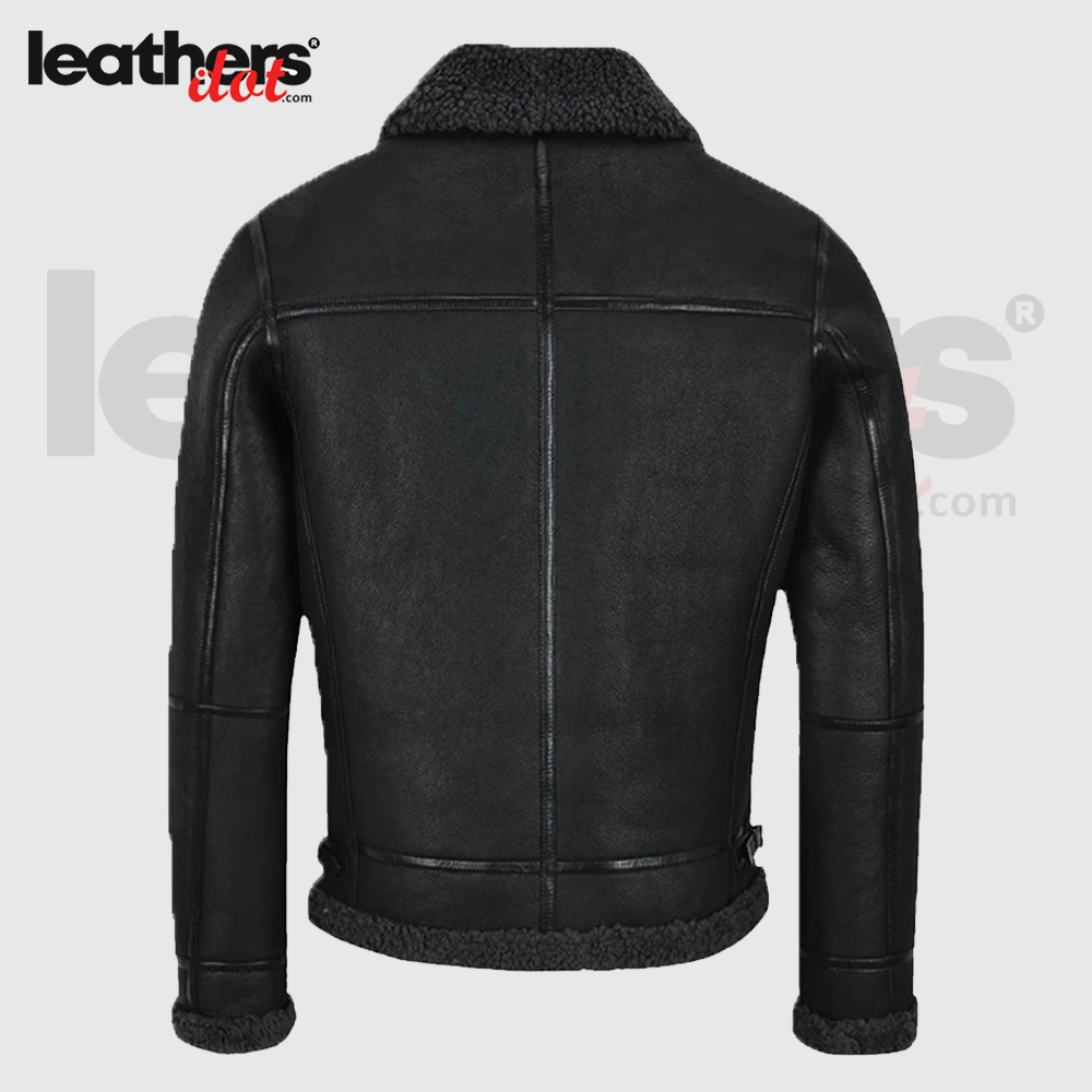 Men Aviator Bomber Air Force Shearling Leather Jacket