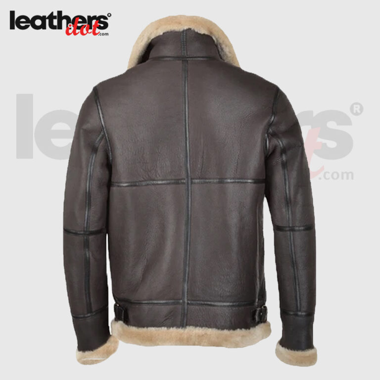 Real White V-Bomber Leather Jacket For Men