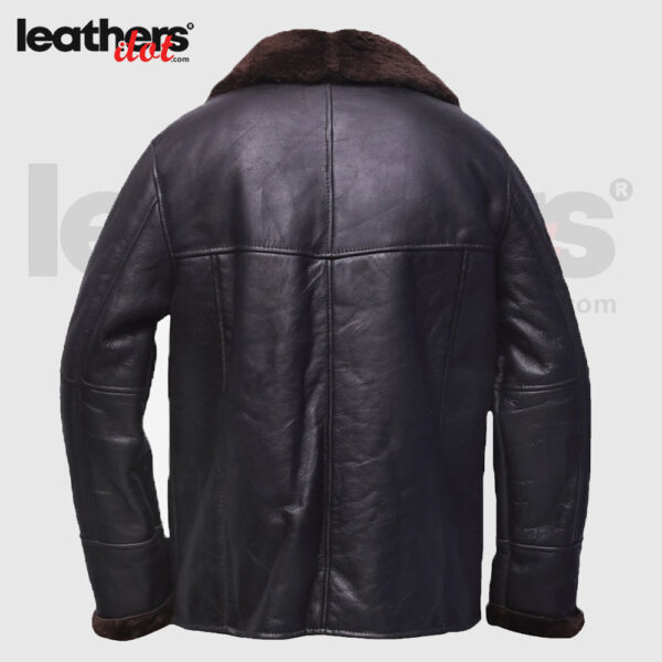 Men Open Cuffs B3 Pure Leather black Shearling Jacket