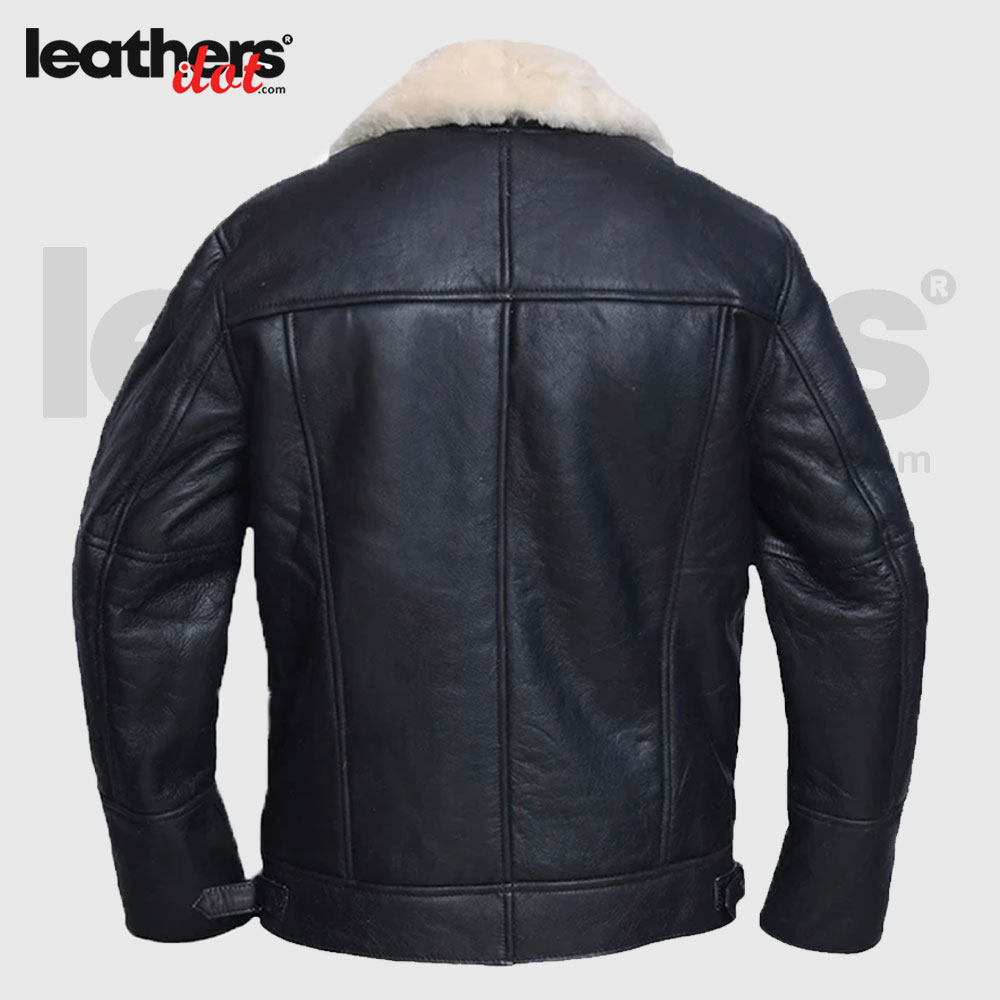 Men White Sheepskin Shearling Leather Jacket