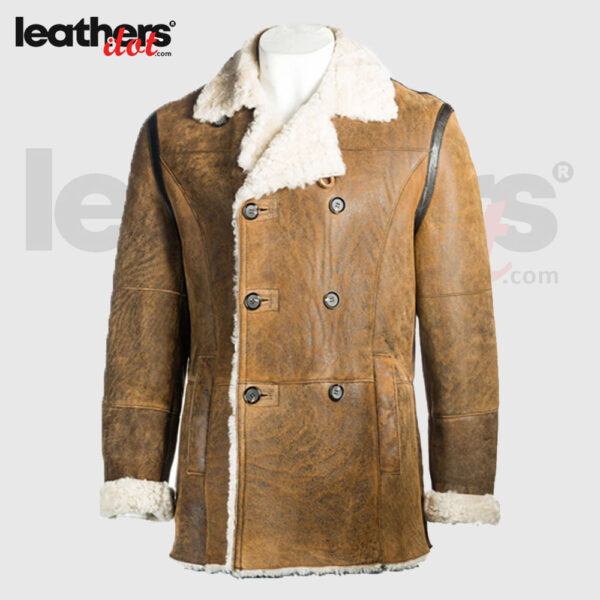 Premium Spanish Sheepskin Winter Brown Coat For Men