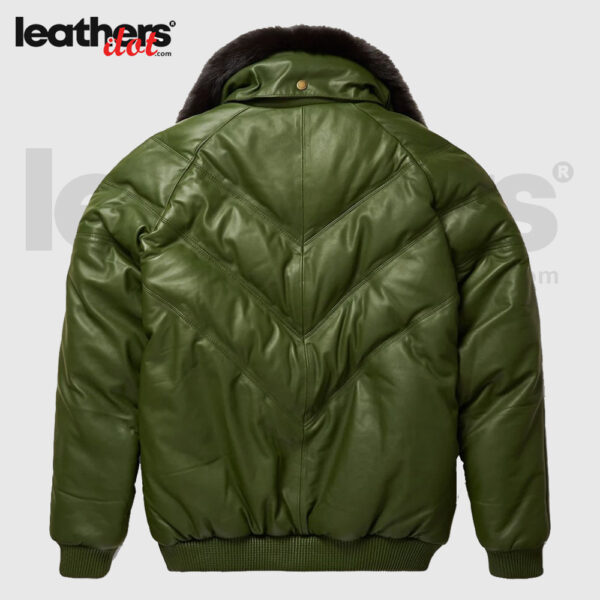 V-Bomber Winter Olive Leather Jacket for Men