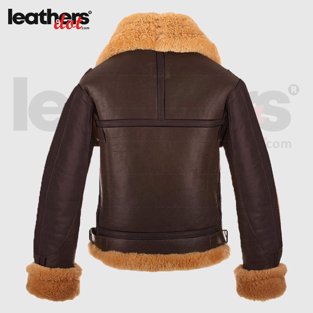 Tan brown Men B3 Shearling Bomber Leather Coat & Jacket