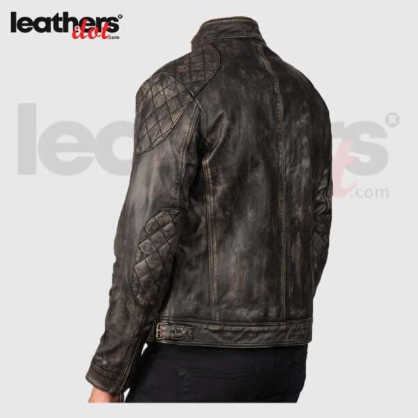Distressed Goatskin Brown Leather Jacket For Men