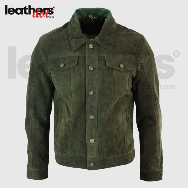 Genuine Mens Vintage Retro Real Suede Leather Jacket Tan-Brown