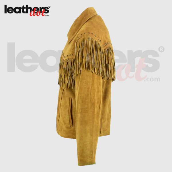 Men Fashion Western Brown Cowboy Native American Suede Leather Jacket