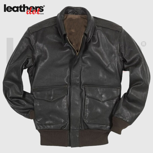 Men WWII A2 Flying Leather Bomber Dark Brown Jacket