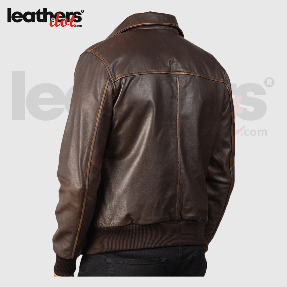 New Men Distressed Brown Leather Bomber Real Jacket