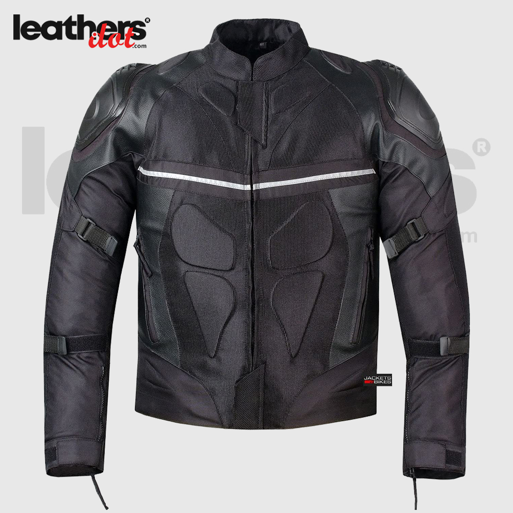 Safety Black Men Cordura Mesh & Pro Leather Riding Motorcycle Jacket