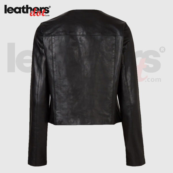 O-Neck Collar Motorcycle Leather Biker Jacket