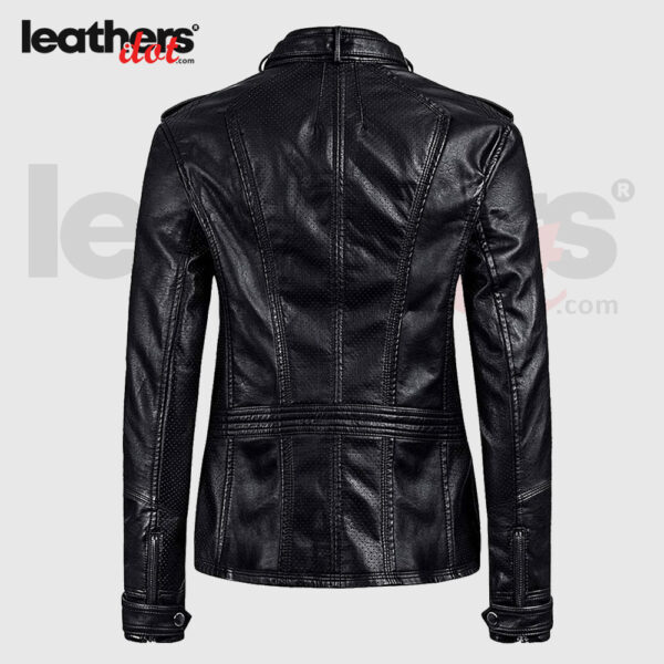 Womens Vegan Leather Bomber Fashion Motorcycle Black Jacket