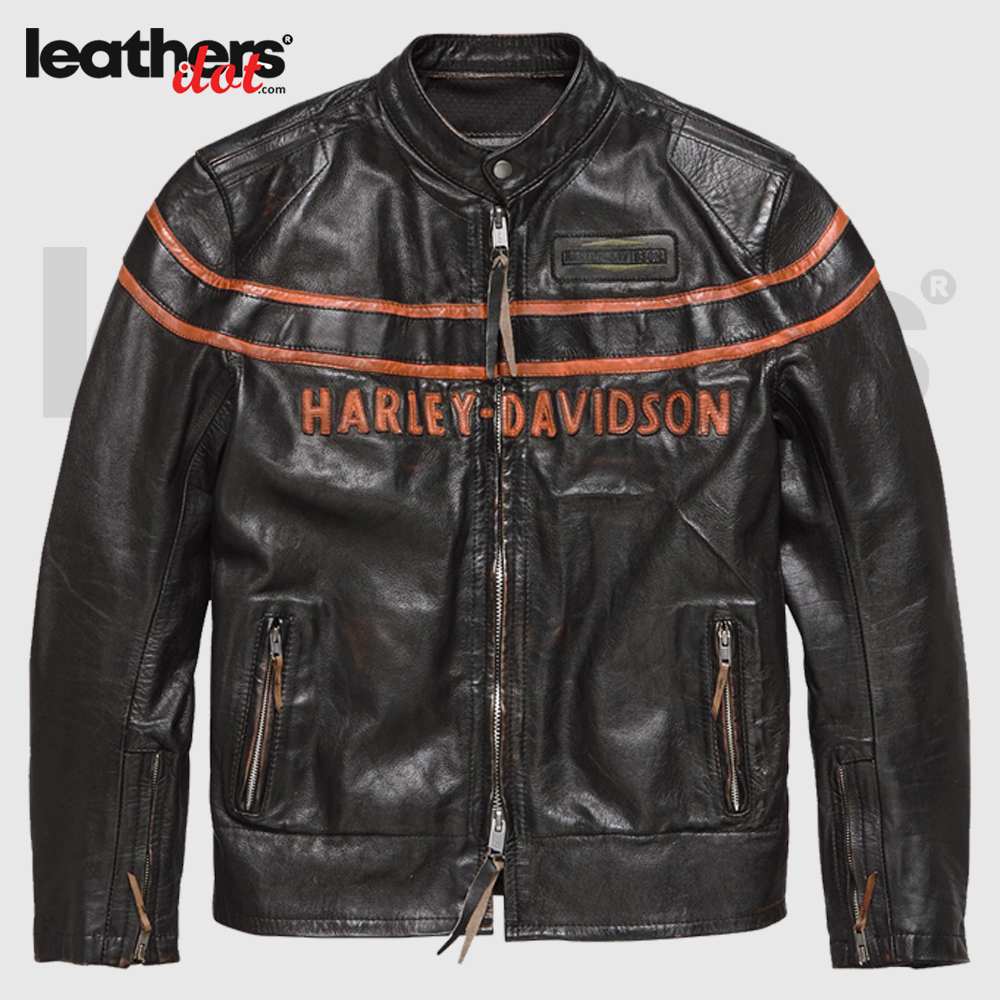 Harley Davidson Motorcycle Men Double Ton Slim Fit Leather Jacket