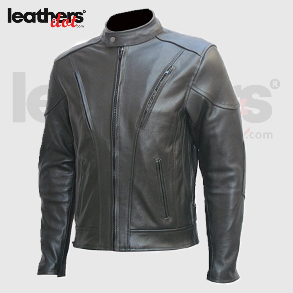 Hight Quality Men Motorcycle Biker Racing Black leather Jacket