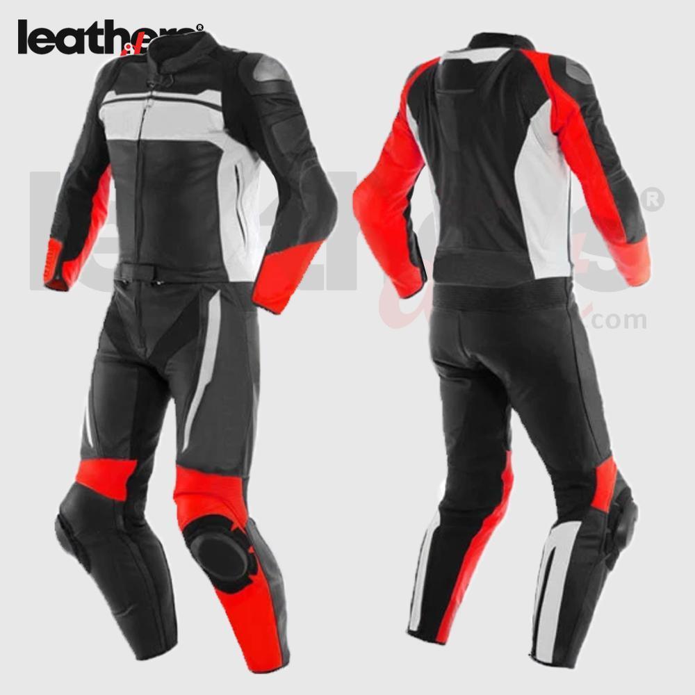 Custom Black Red Motorbike Leather Racing Suit