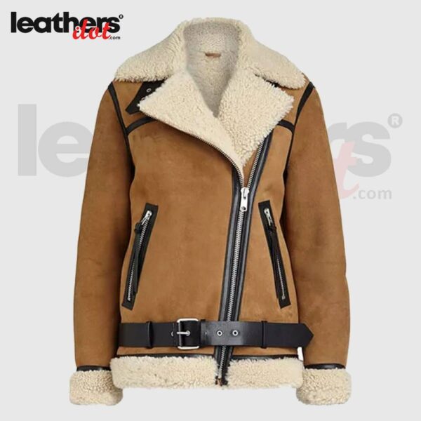 Shearling Suede Brown Haydu Leather Coat