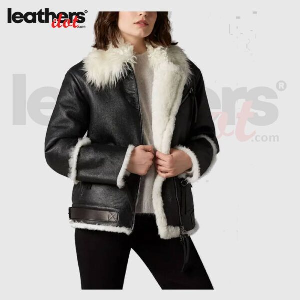 Women's Landry Black Aviator Leather Jacket