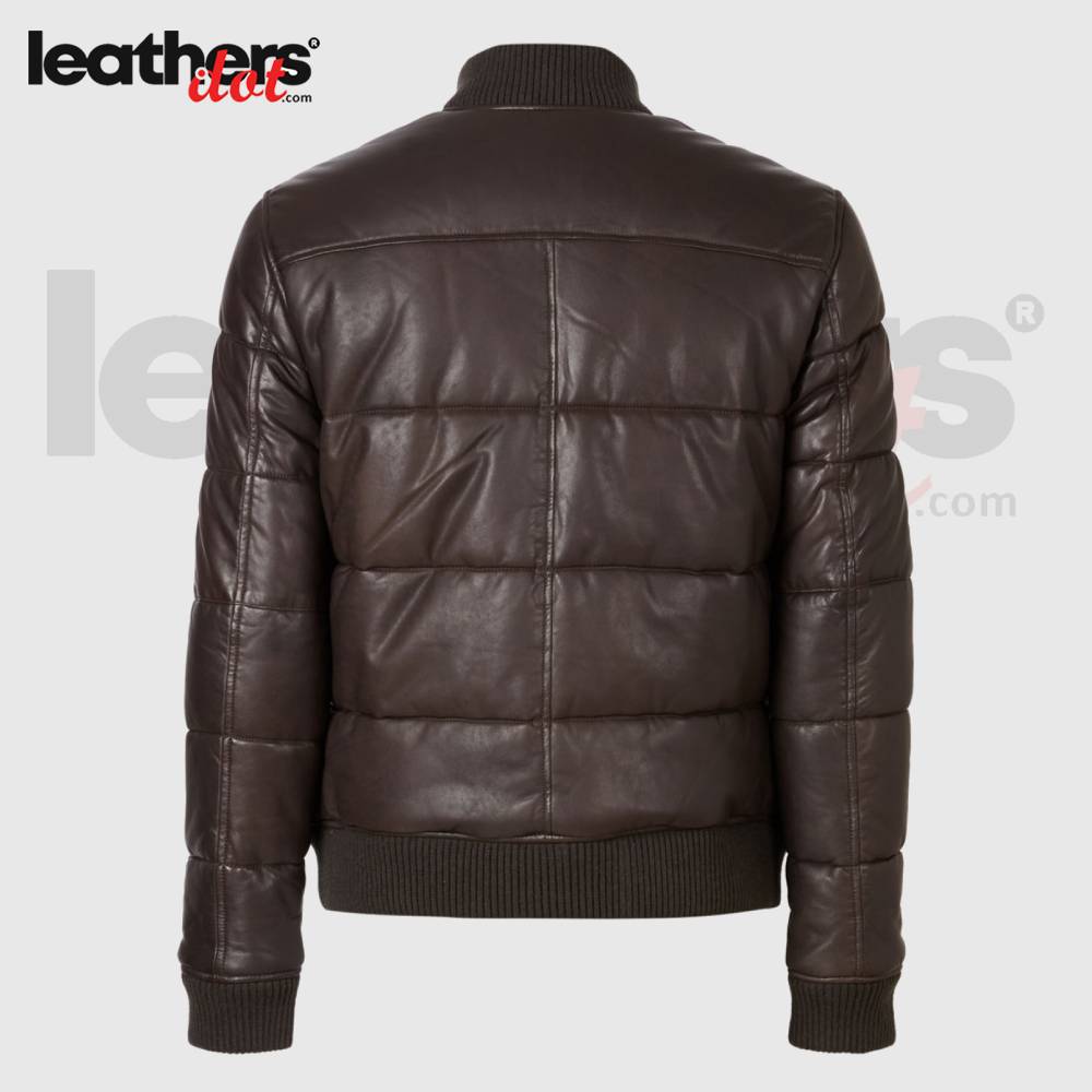 Men's Pure Lambskin Leather Puffer Down Jacket