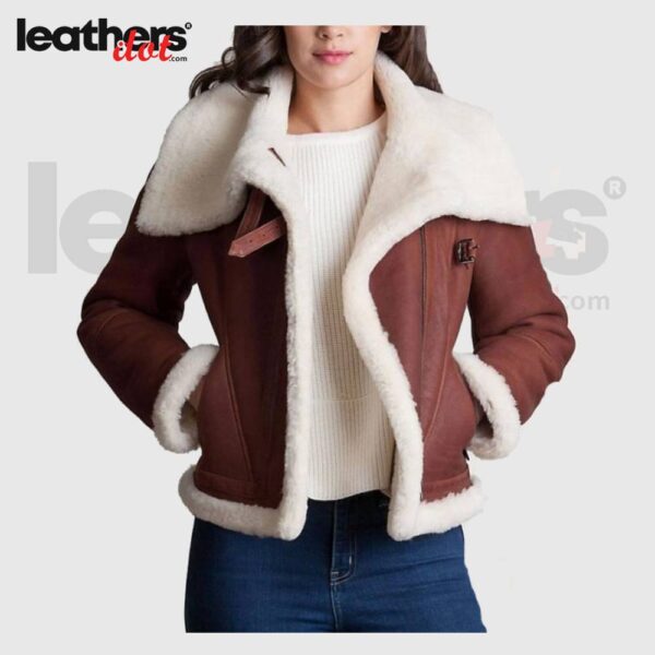 Women's Brown Sheepskin Shearling Leather Jacket