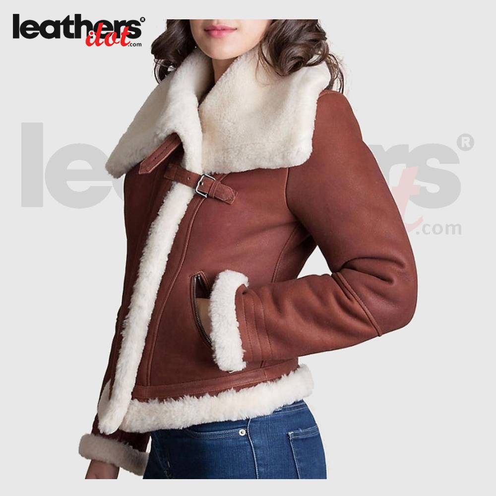 Women's Brown Sheepskin Shearling Leather Jacket