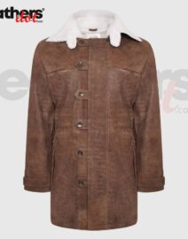 Bane Original Distressed Brown Sheepskin Leather Coat