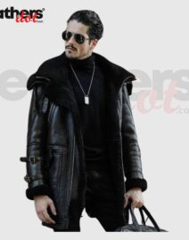 Men's B3 Long Style Double Collar Fur Sheepskin Leather Coat