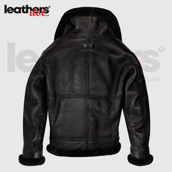 Men's Black B-3 Sheepskin Bomber Leather Jacket