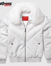New-Men's-White-V-Bomber-Leather-Jacket-with-White-Fur-Collar2