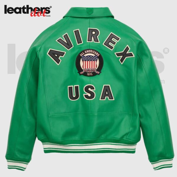 Men's Avirex Green Real American Flight Bomber Leather Jacket