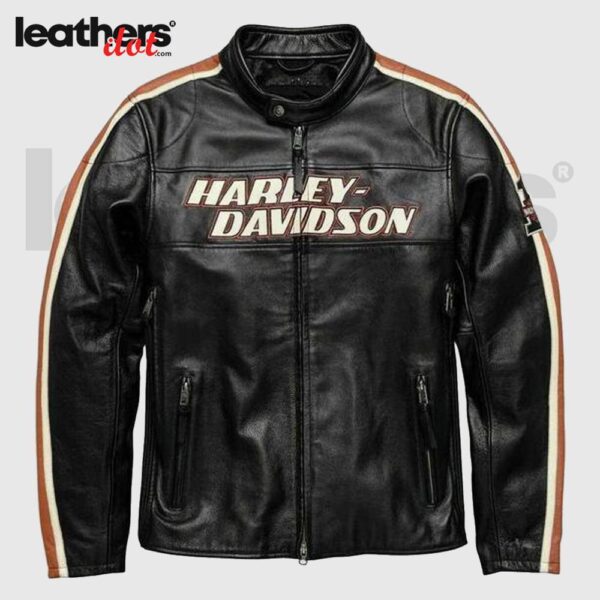 Black Harley Davidson Real Genuine Cowhide Biker Motorcycle Leather Jacket