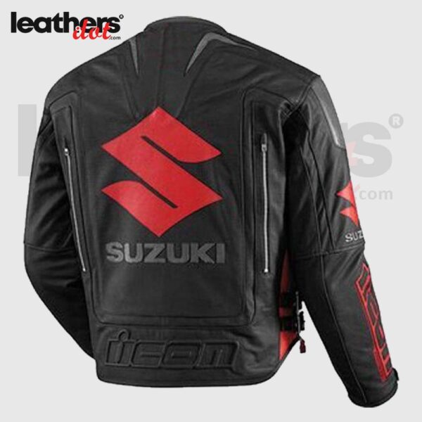 High Quality Suzuki Motorbike Black Leather Jacket