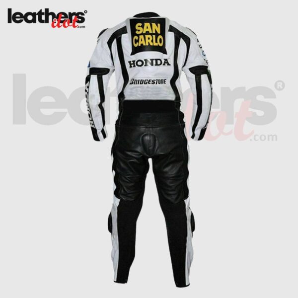 Men Honda San Carlo White Motorcycle Racing Leather Suit