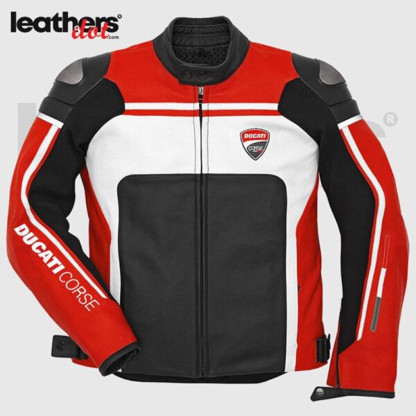 Men’s Ducati Corse Style Motorcycle Leather Jacket