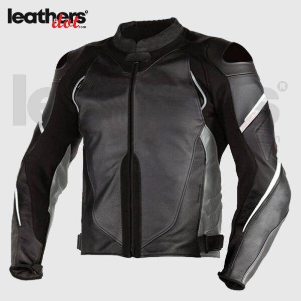 Men's Super Speed D1 Perforated Black Motorcycle Leather Jacket