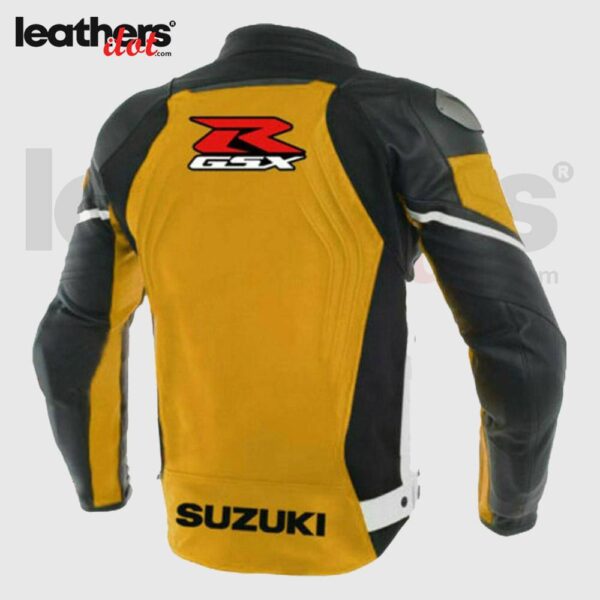 Suzuki GSXR Yellow Black Motorcycle Leather Jacket