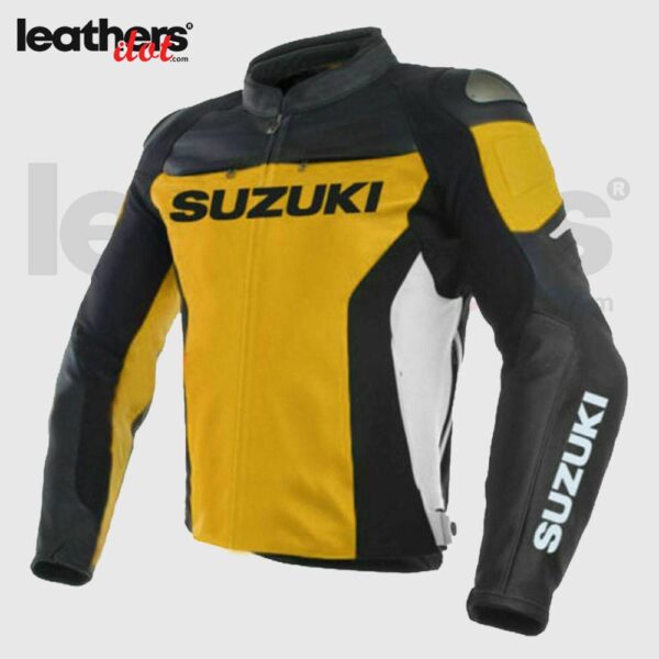 Suzuki GSXR Yellow Black Motorcycle Leather Jacket